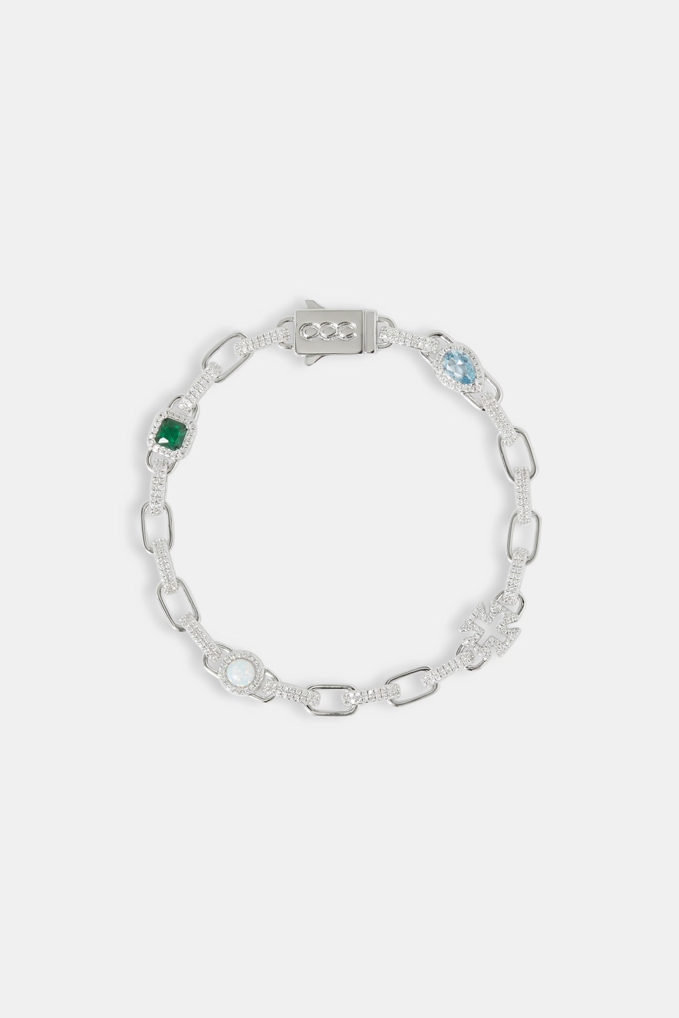 Poliertes und vereistes Gliederarmband mit Edelsteinmotiv – 6 mm